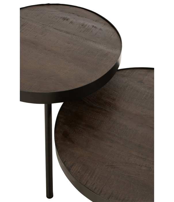 Duverger® Ruf Industry - Salontafel - rond - dia 60cm - mango hout - antraciet - metalen ring