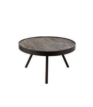 Ruf Industry - Table basse - ronde - dia 60cm - bois de manguier - anthracite - anneau métallique