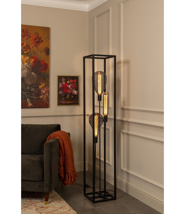 Duverger® Cage - Lampadaire - structure en acier - noir - 3 lumières