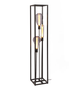 Cage - Lampadaire - structure en acier - noir - 3 lumières