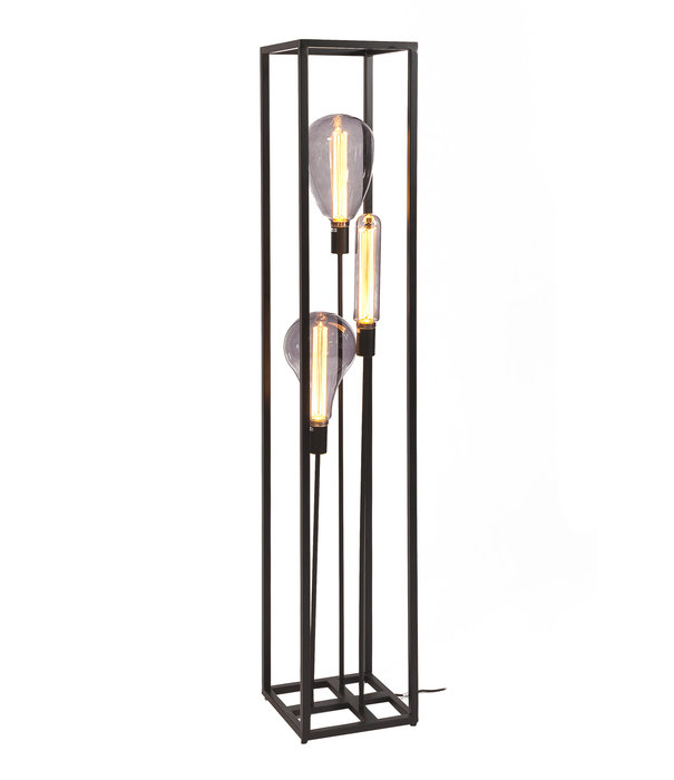 Duverger® Cage - Lampadaire - structure en acier - noir - 3 lumières