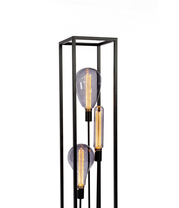 Duverger® Cage - Lampadaire - structure en acier - noir - 3 lumières