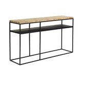 Checked - Sidetable - greywash grijs - geblokt parket - zwart stalen frame