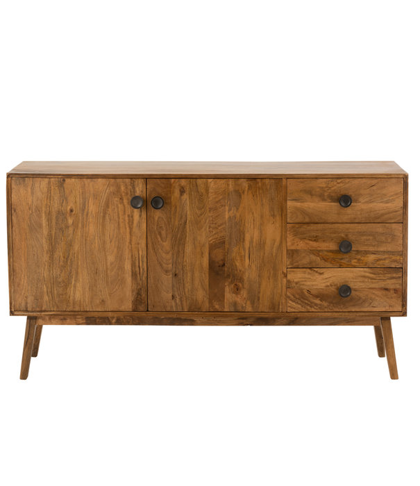 Duverger® Scandinavian mango - Dressoir - massief mango hout - 2 deuren - 3 lades