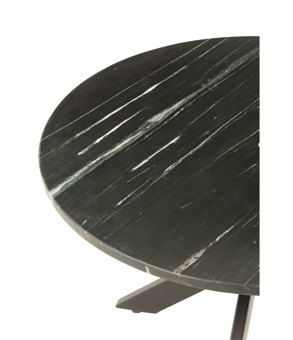 Duverger® Marble - Table basse - ronde 80cm - marbre - noir - abat-jour unique - pied araignée - acier noir