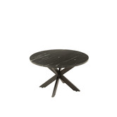 Marble - Table basse - ronde 80cm - marbre - noir - abat-jour unique - pied araignée - acier noir