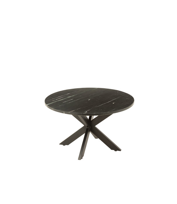 Duverger® Marble - Table basse - ronde 80cm - marbre - noir - abat-jour unique - pied araignée - acier noir