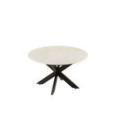 Marble - Salontafel - rond 80cm - marmer - wit - unieke schakering - spider poot - zwart staal