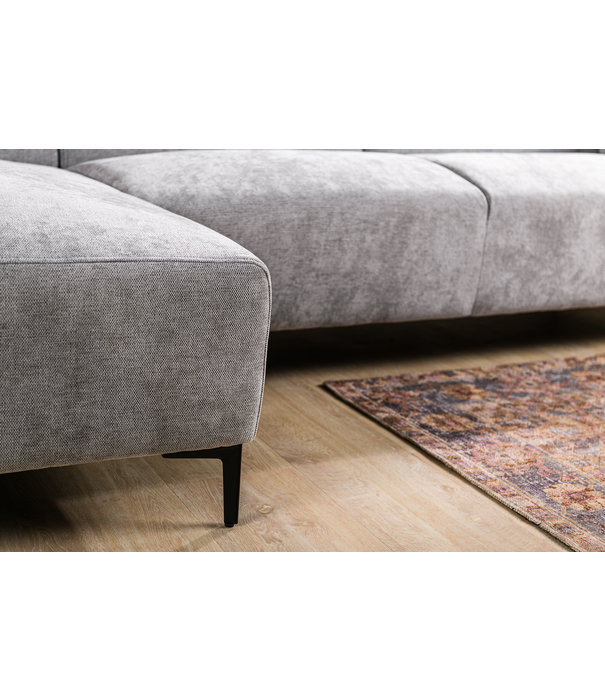 Duverger® Chiné - Sofa - 3-Sitzer Sofa - Chaiselongue links - grau gesprenkelt - weich sitzender Polyesterstoff - Stahlbeine – schwarz