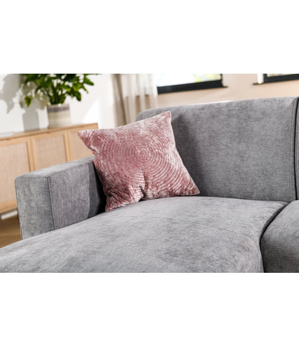 Duverger® Chiné - Canapé - canapé 3 places - chaise longue gauche - gris moucheté - tissu polyester à assise souple - pieds en acier - noir