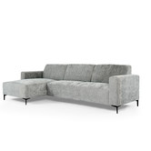 Chiné - Sofa - 3-Sitzer Sofa - Chaiselongue links - grau gesprenkelt - weich sitzender Polyesterstoff - Stahlbeine – schwarz