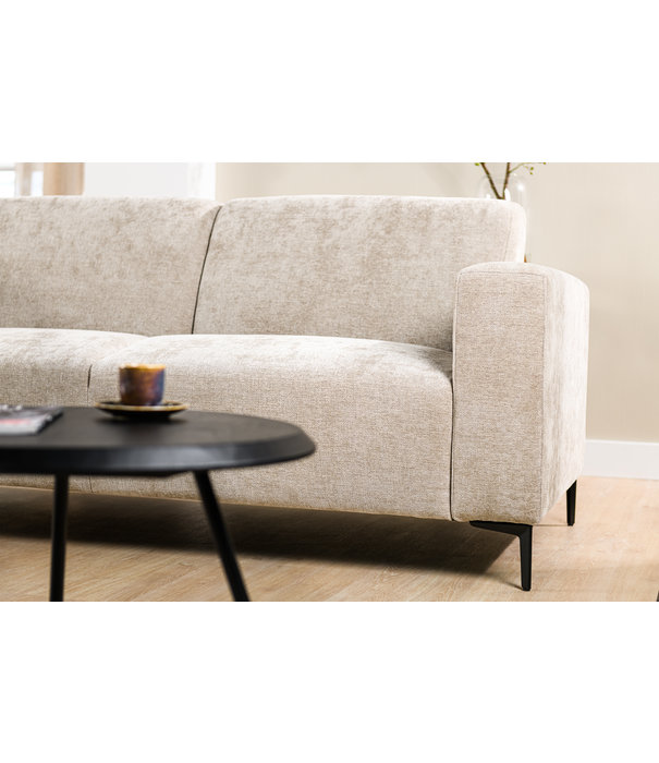 Duverger® Chiné - Sofa - 3-Sitzer-Sofa - Chaiselongue links - taupe gesprenkelt - weiches Polyestergewebe - Stahlbeine – schwarz