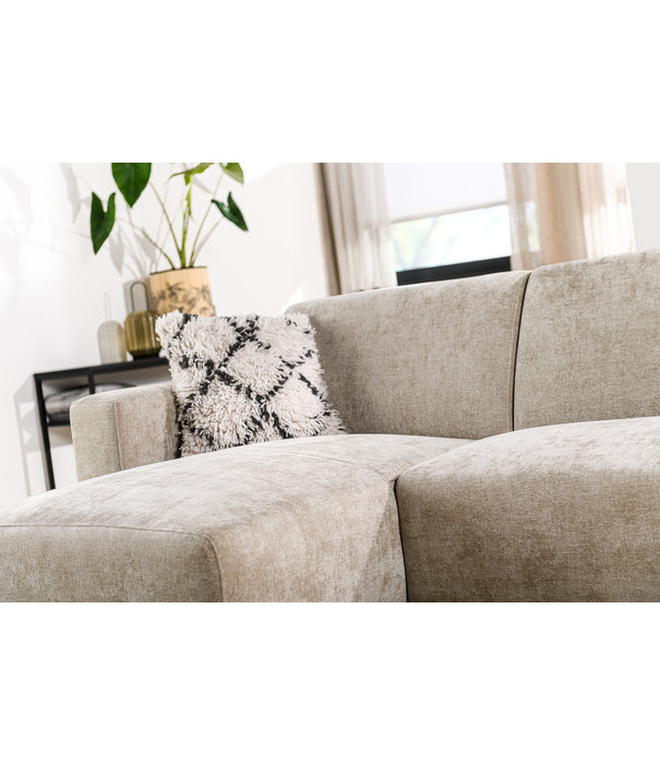 Duverger® Chiné - Sofa - 3-Sitzer-Sofa - Chaiselongue links - taupe gesprenkelt - weiches Polyestergewebe - Stahlbeine – schwarz