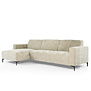 Chiné - Sofa - 3-zit bank - chaise longue links - taupe gespikkeld - zacht zittende polyester stof - stalen pootjes - zwart