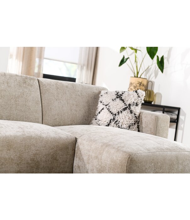 Duverger® Chiné - Sofa - 3-Sitzer-Sofa - Chaiselongue rechts - taupe gesprenkelt - weiches Polyestergewebe - Stahlbeine – schwarz