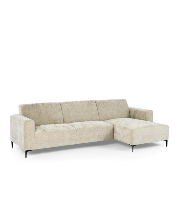 Duverger® Chiné - Sofa - 3-Sitzer-Sofa - Chaiselongue rechts - taupe gesprenkelt - weiches Polyestergewebe - Stahlbeine – schwarz