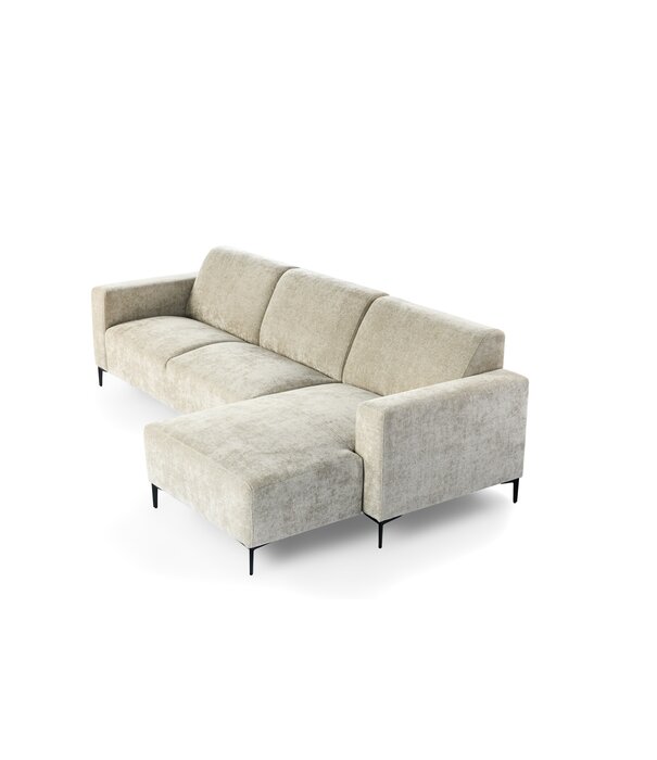 Duverger® Chiné - Sofa - 3-Sitzer-Sofa - Chaiselongue rechts - taupe gesprenkelt - weiches Polyestergewebe - Stahlbeine – schwarz