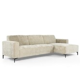 Chiné - Sofa - 3-zit bank - chaise longue rechts - taupe gespikkeld - zacht zittende polyester stof - stalen pootjes - zwart