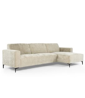 Chiné - Sofa - 3-Sitzer-Sofa - Chaiselongue rechts - taupe gesprenkelt - weiches Polyestergewebe - Stahlbeine – schwarz