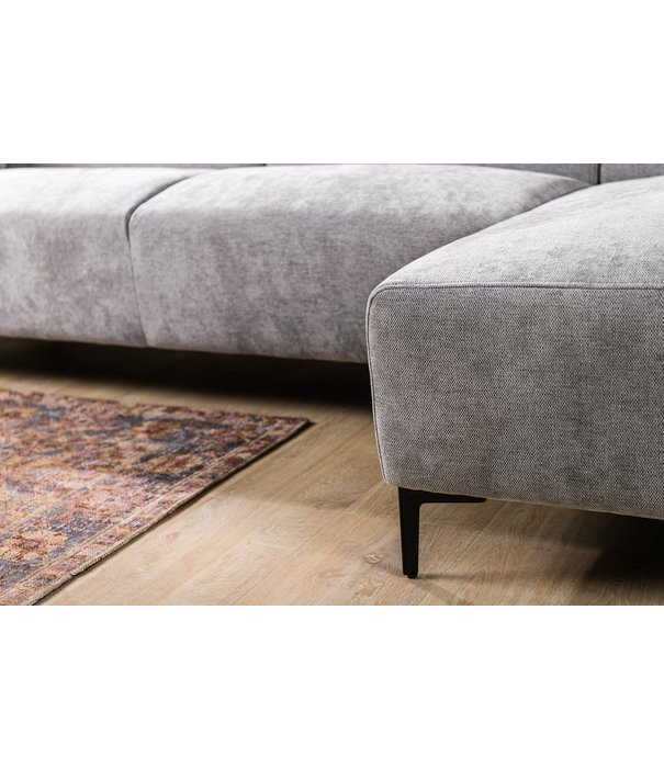 Duverger® Chiné - Sofa - 3-Sitzer Sofa - Chaiselongue rechts - grau gesprenkelt - weich sitzender Polyesterstoff - Stahlbeine – schwarz