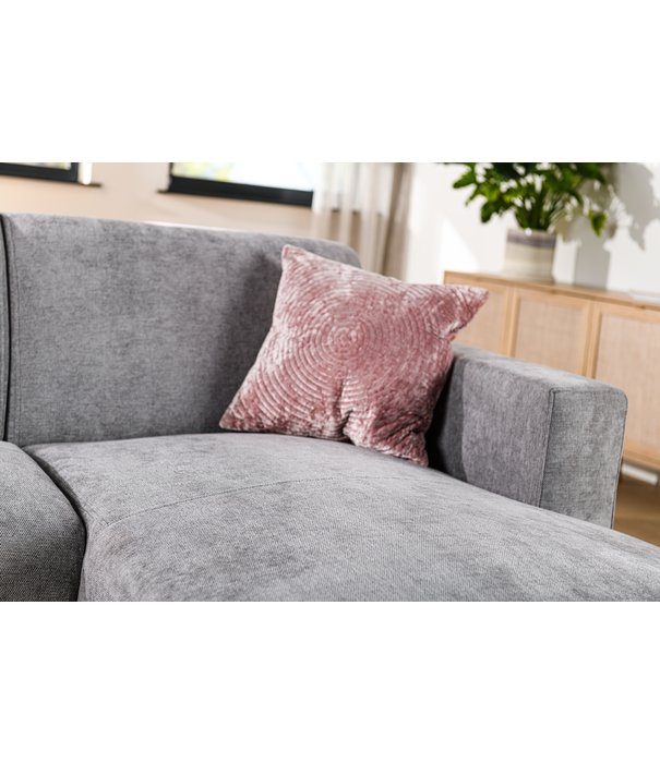 Duverger® Chiné - Canapé - canapé 3 places - chaise longue droite - gris moucheté - tissu polyester à assise souple - pieds en acier - noir