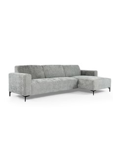 Duverger® Chiné - Sofa - 3-zit bank - chaise longue rechts - grijs gespikkeld - zacht zittende polyester stof - stalen pootjes - zwart