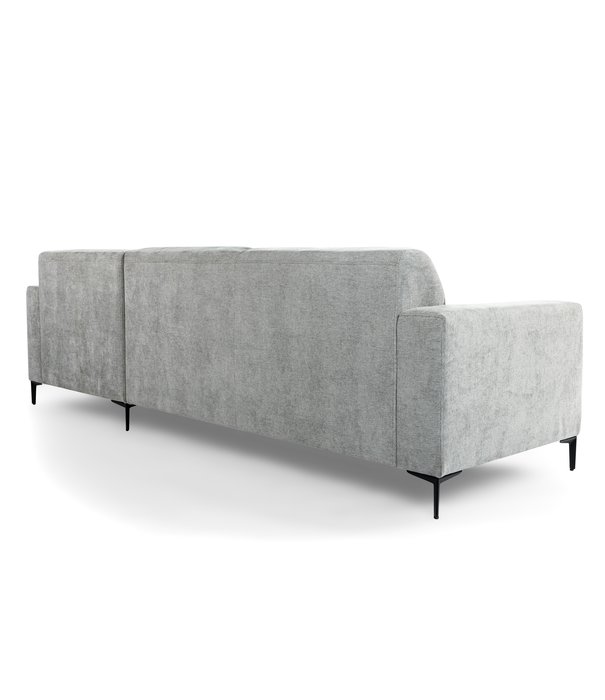 Duverger® Chiné - Sofa - 3-Sitzer Sofa - Chaiselongue rechts - grau gesprenkelt - weich sitzender Polyesterstoff - Stahlbeine – schwarz