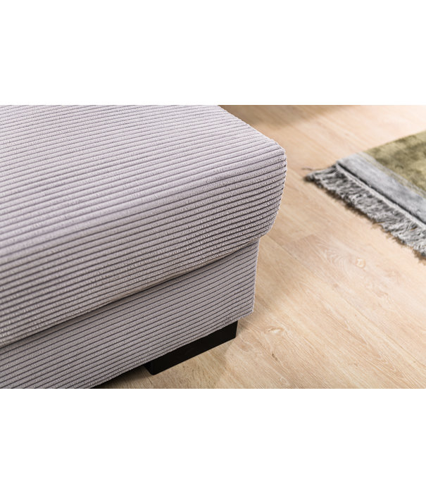 Duverger® Ribbed - Sofa - 3-zit bank - chaise longue links - grijs - zacht zittende geribbelde stof - kunststof pootjes - zwart