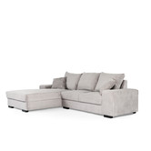 Ribbed - Sofa - 3-zit bank - chaise longue links - grijs - zacht zittende geribbelde stof - kunststof pootjes - zwart