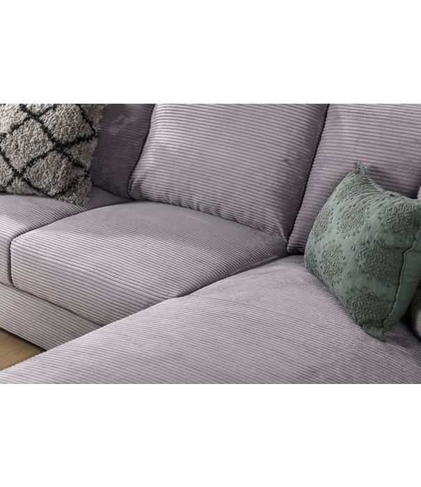 Duverger® Ribbed - Sofa - 3-Sitzer-Sofa - Chaiselongue rechts - grau - weicher Sitzrippenstoff - Kunststofffüße – schwarz