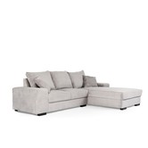 Ribbed - Sofa - 3-Sitzer-Sofa - Chaiselongue rechts - grau - weicher Sitzrippenstoff - Kunststofffüße – schwarz