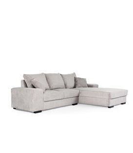 Ribbed - Sofa - 3-Sitzer-Sofa - Chaiselongue rechts - grau - weicher Sitzrippenstoff - Kunststofffüße – schwarz
