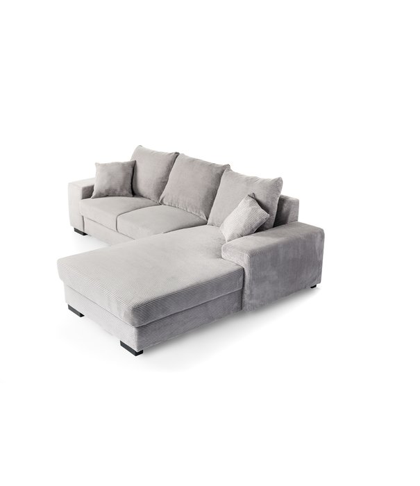 Duverger® Ribbed - Canapé - canapé 3 places - chaise longue droite - gris - tissu côtelé soft seating - pieds en plastique - noir