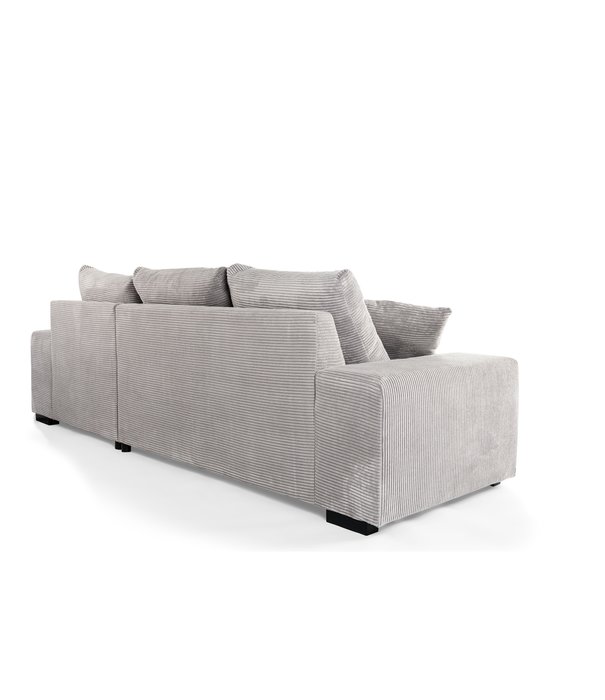 Duverger® Ribbed - Canapé - canapé 3 places - chaise longue droite - gris - tissu côtelé soft seating - pieds en plastique - noir