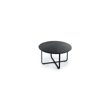 Cross Scandinavian - Table basse - ronde - acacia - noir - pieds acier - plissé