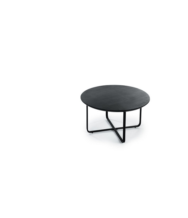 Duverger® Cross Scandinavian - Table basse - ronde - acacia - noir - pieds acier - plissé