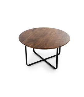 Cross Scandinavian - Table basse - ronde - acacia - naturel - pieds acier - plissé