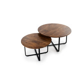 Cross Scandinavian - Tables basses - set of 2 - rond - acacia - naturel - pieds en acier - plissé