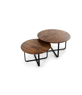 Cross Scandinavian - Tables basses - set of 2 - rond - acacia - naturel - pieds en acier - plissé