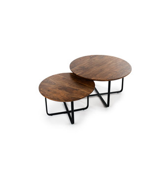 Cross Scandinavian - Tables basses - set of 2 - rond - acacia - naturel - pieds en acier - plissé