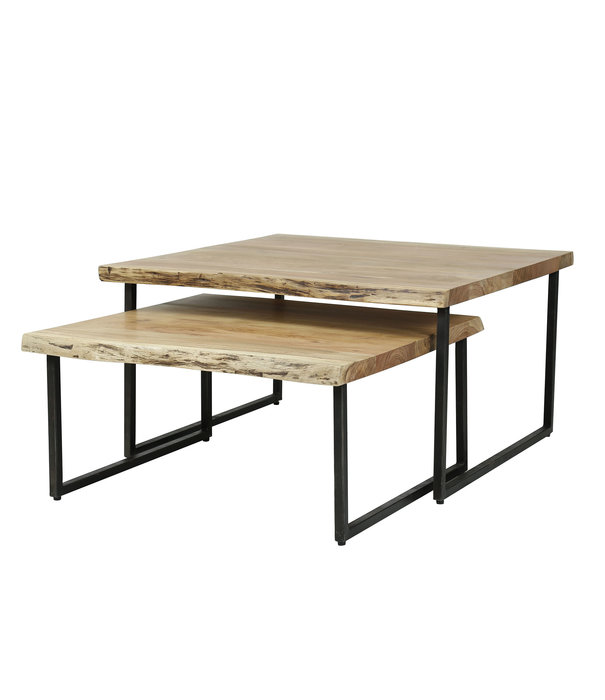 Duverger® Tree Trunk - Tables basses - set of 2 - acacia massif - naturel - structure en acier