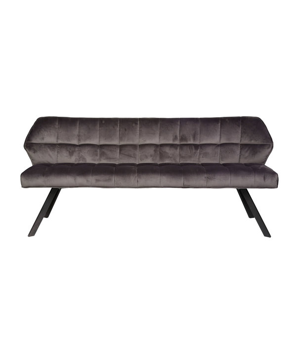 Duverger® Cosy velvet - Eetkamerbank - antraciet velours - raster patroon - L 180cm