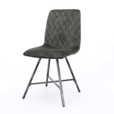 Diamond velvet - Eetkamerstoelen - set van 4 - antraciet velours - ruitmotief