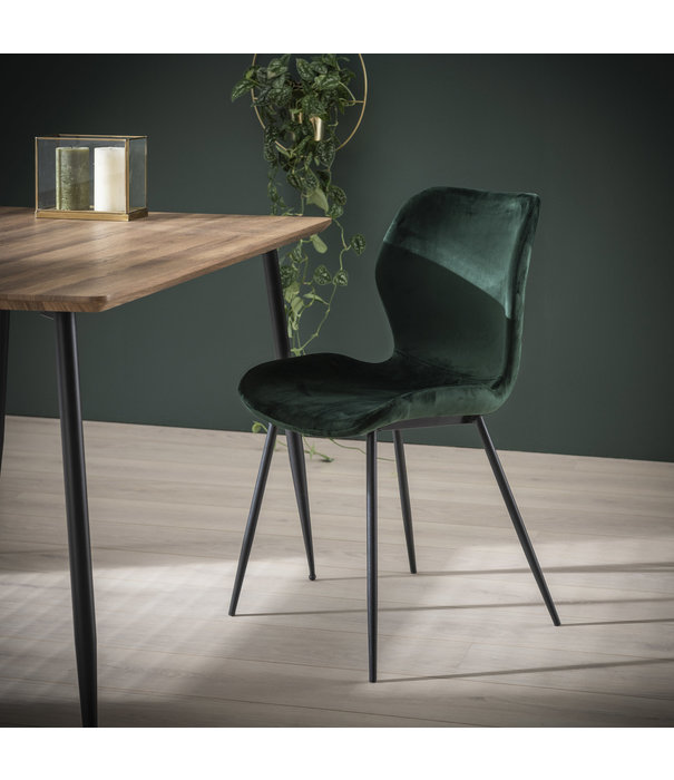 Duverger® Elegant velvet - Chaises de salle à manger - ensemble de 4 - velours vert - pieds en acier tubulaire