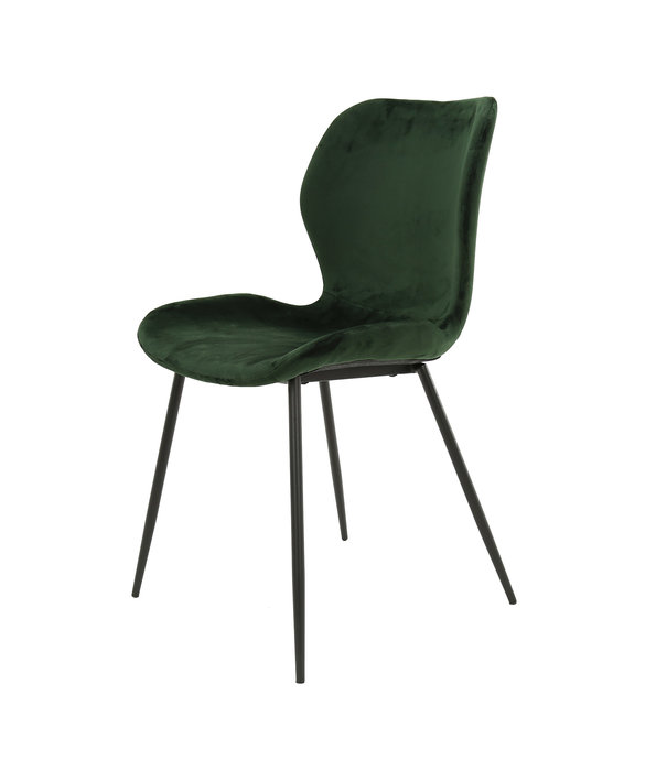 Duverger® Elegant velvet - Chaises de salle à manger - ensemble de 4 - velours vert - pieds en acier tubulaire