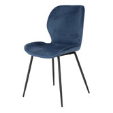 Elegant velvet - Chaises de salle à manger - lot de 4 - velours bleu - pieds en acier tubulaire