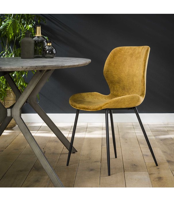 Duverger® Elegant Velvet - Chaises de salle à manger - ensemble de 4 - velours doré - pieds en acier tubulaire