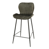 Elegant velvet - Chaises de bar - set de 4 - velours anthracite - pieds en acier tubulaire