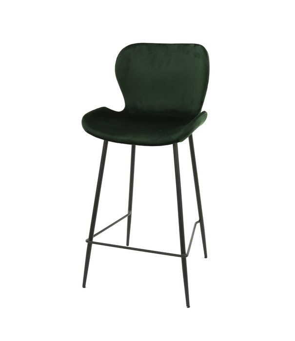 Duverger® Elegant velvet - Chaises de bar - lot de 4 - velours vert - pieds en acier tubulaire