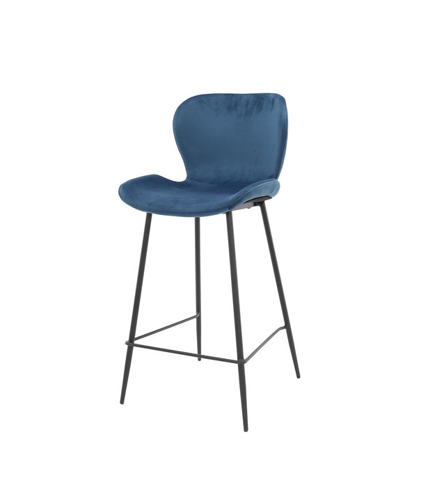 Duverger® Elegant velvet - Chaises de bar - lot de 4 - velours bleu - pieds en acier tubulaire